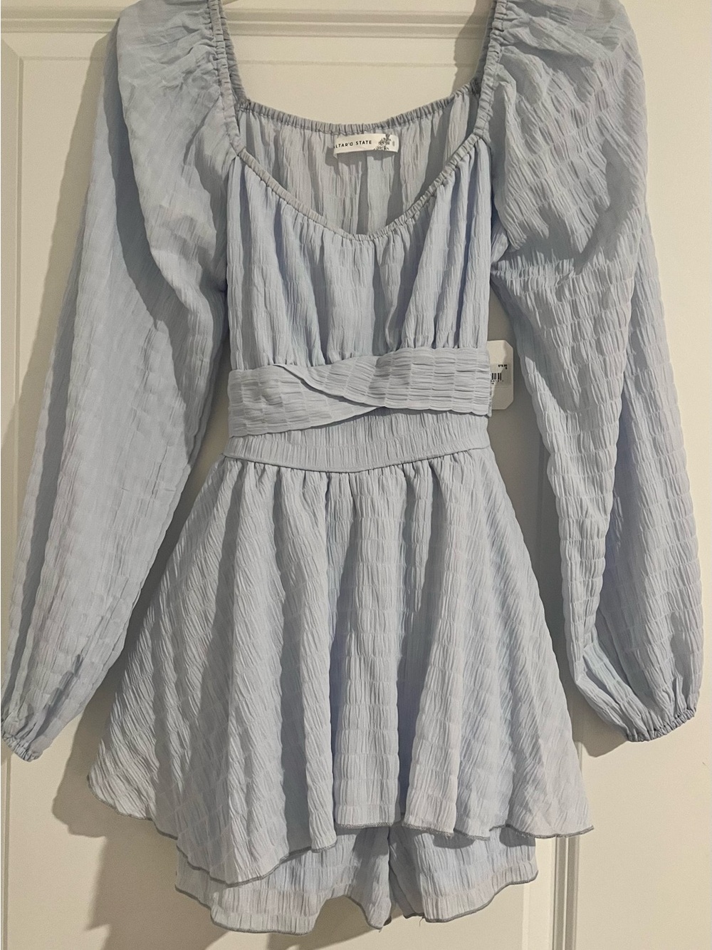 Altar'd State Lola Crossover Romper in Pale Blue